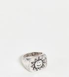 Reclaimed Vintage Inspired Unisex Signet Ring With Sun Engraving-silver