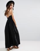 Asos Open Back Maxi Dress In Casual Fabric - Black