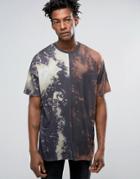 Asos Oversized T-shirt In Washed Black With Spliced Front - Gray