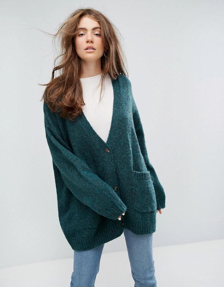 Weekday Button Through Cardigan - Green
