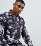 Replay All Over Floral Slim Fit Shirt - Black