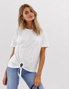 Jdy Cut Out Tie Waist T-shirt-white