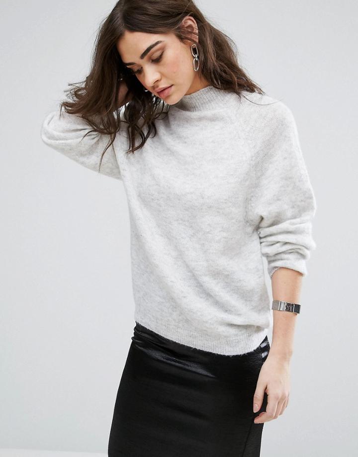 Vila High Neck Sweat - Gray
