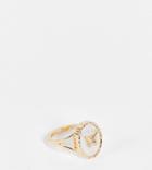 Reclaimed Vintage Inspired Antique Style Faux Mother Of Pearl Ring With Butterfly-gold