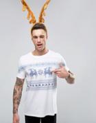 Asos Holidays T-shirt With Fairisle Reindeer Print - White