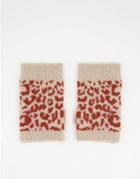 Boardmans Knitted Leopard Print Gloves In Rust-orange