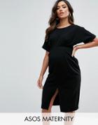 Asos Maternity Smart Dress With Split Front - Black