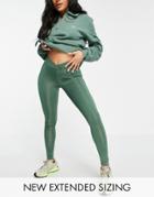 Asos Design Soft Touch Legging With Wrap Waistband Detail In Sage-green