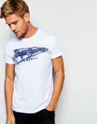 Pepe Jeans Waterloo Brush Stroke T-shirt In White - 802