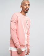 Dxpe Chef Sweatshirt In Pink With Military Patches - Pink