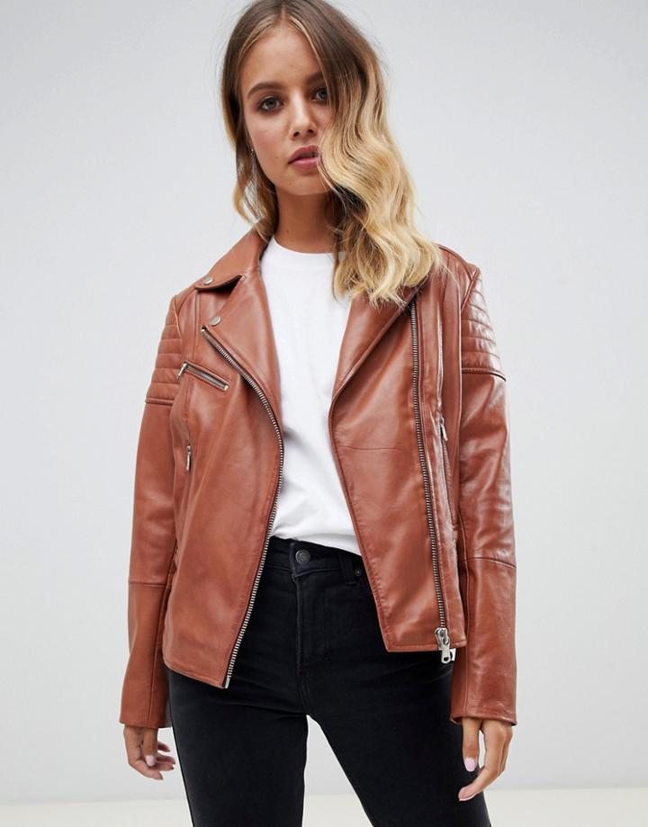 Barney's Originals Leather Biker Jacket