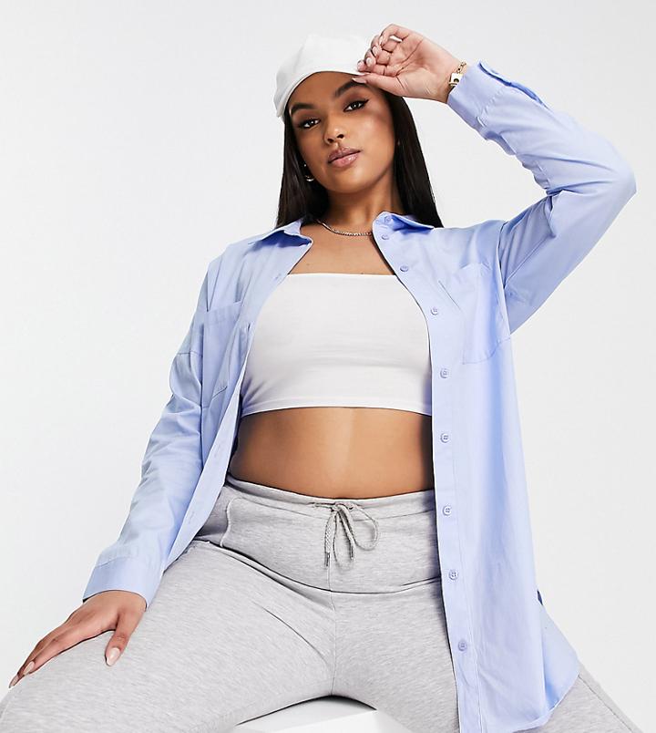 Yours Oversized Shirt In Blue