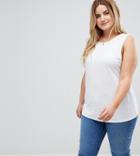 Asos Curve Sleeveless Top With Scoop Back - White