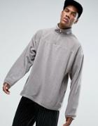 Asos Oversized Fleece Half Zip Sweatshirt With Zip Pockets - Gray