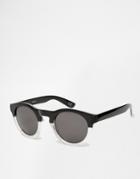 Asos Chunky Round Sunglasses In Black To Clear Fade - Black
