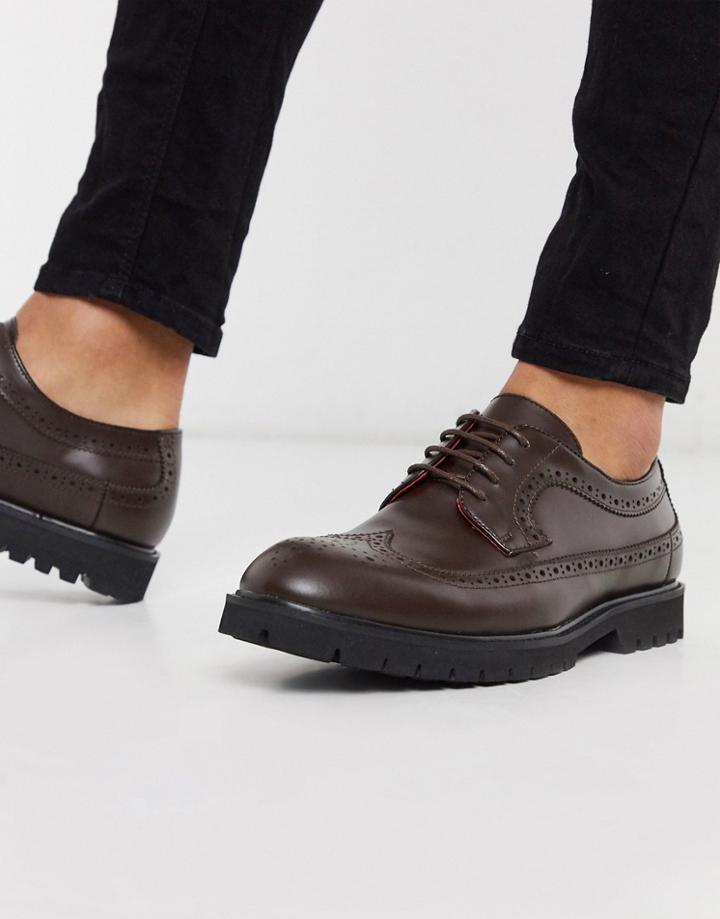Devils Advocate Lace Up Leather Brogues In Brown