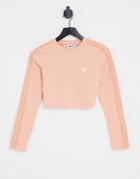 Adidas Originals Relaxed Risque Long Sleeve Crop Top In Blush-pink