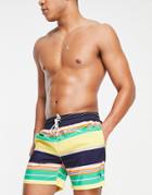 Polo Ralph Lauren Traveler Icon Logo Varied Stripe Swim Shorts In Yellow Multi