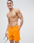 Asos Swim Shorts In Orange Mid Length - Orange