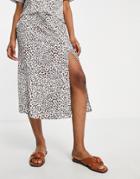 Miss Selfridge Eco Button Through Split Midi Skirt In Animal Print-multi
