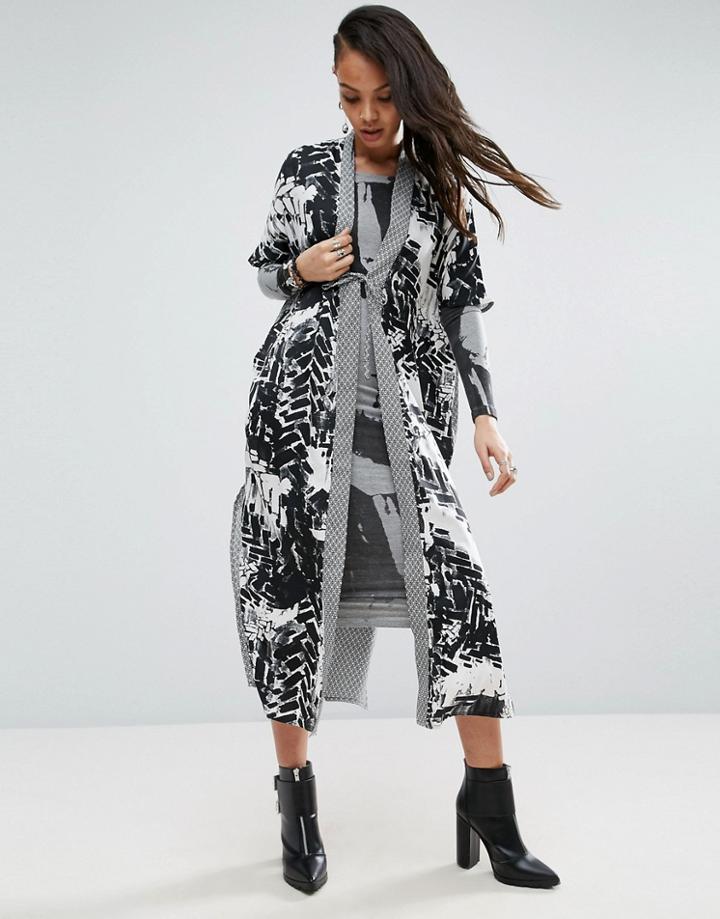 Religion Print Long Caftan - White