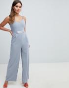 Yumi Jumpsuit With Metal Belt Detail-gray
