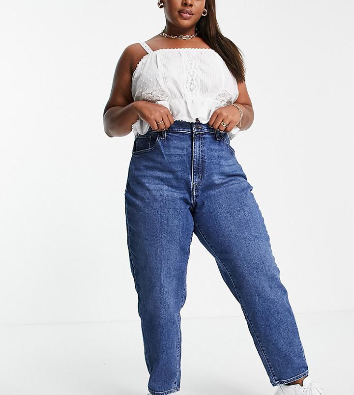 Levi's Plus High Waisted Mom Jeans In Blue Wash-blues