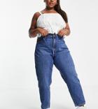 Levi's Plus High Waisted Mom Jeans In Blue Wash-blues
