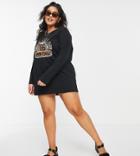 Noisy May Curve Long Sleeve T-shirt With Chicago Collegiate Motif-black