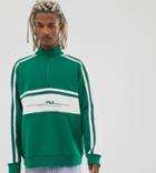 Fila Shord Half Zip Embroidered Sweat In Green Exclusive At Asos - Green