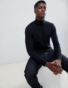 Burton Menswear Roll Neck Sweater In Black - Black