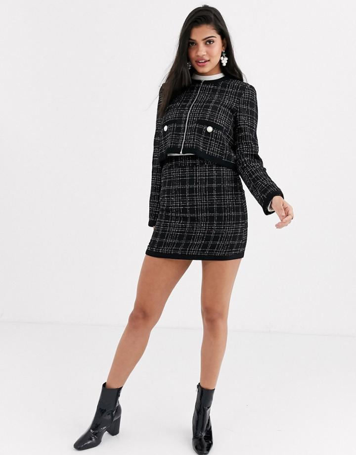 Asos Design Mono Boucle Mini Suit Skirt-multi