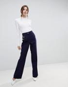 Asos Pants With Pearl Detail - Navy
