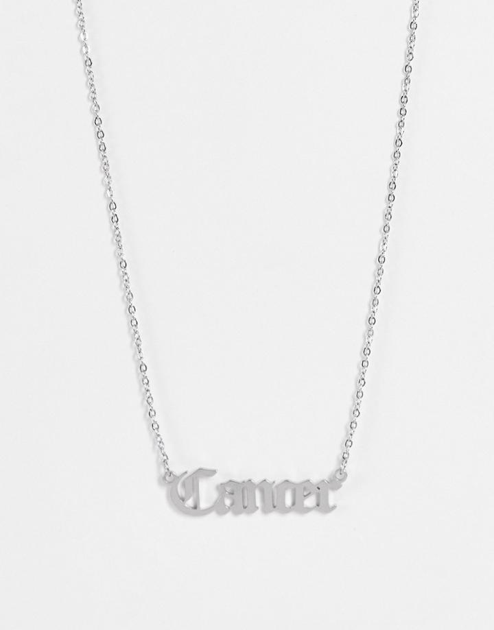 Designb London Cancer Stainless Steel Starsign Necklace In Silver