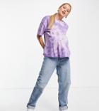 Asos Design Maternity Oversized T-shirt In Purple Tie Dye