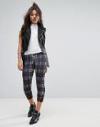 Prettylittlething Lace Trim Check Pants - Multi