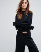 Puma High Neck Top With Extreme Long Sleeves In Black - Black