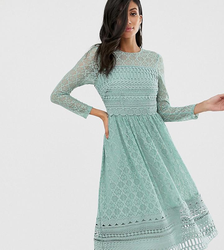 Asos Design Tall Premium Lace Midi Skater Dress