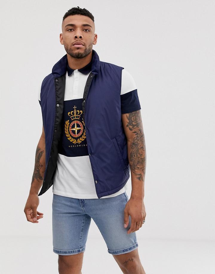 Asos Design Puffer Vest In Navy