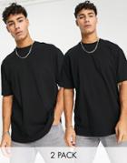 Topman 2-pack Organic Cotton Oversized T-shirts In Black
