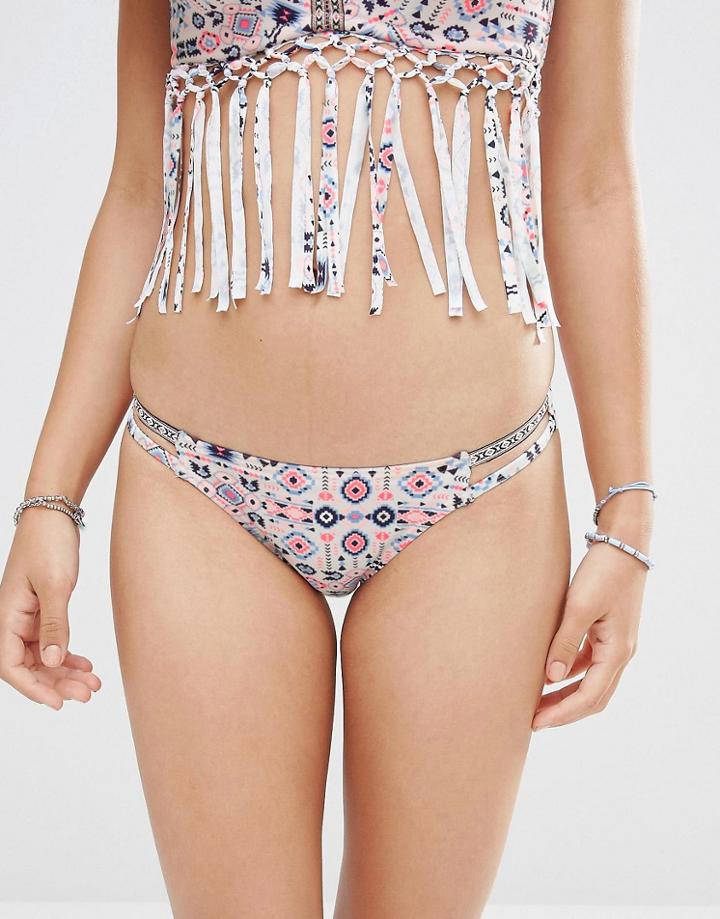 New Look Geo-tribal Cheeky Bikini Bottom - White