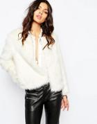 Mango Winter White Faux Fur 70's Glam Coat - Winter White