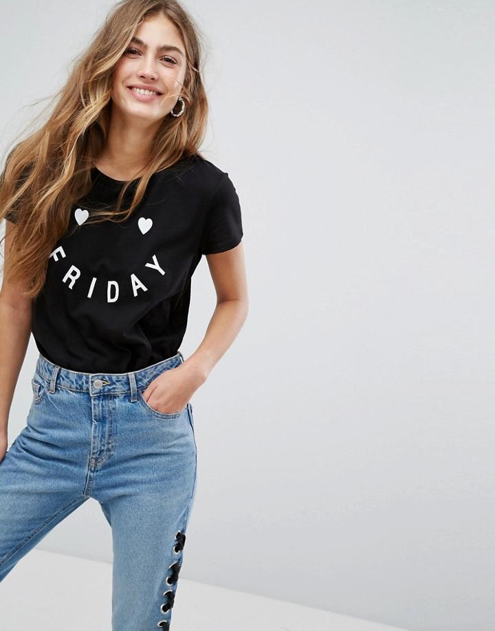 Bershka 'friday' T-shirt - Black