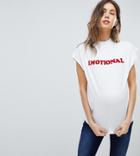 Supermom Maternity Emotional Slogan T-shirt - White