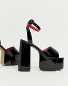 Lamoda Black Patent Platform Heeled Sandals