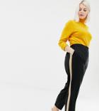 Asos Design Curve Tapered Pants With Camel Contrast Side Panel - Black