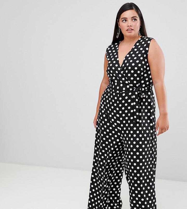 Unique 21 Hero Polka Dot V Neck Jumpsuit - Multi