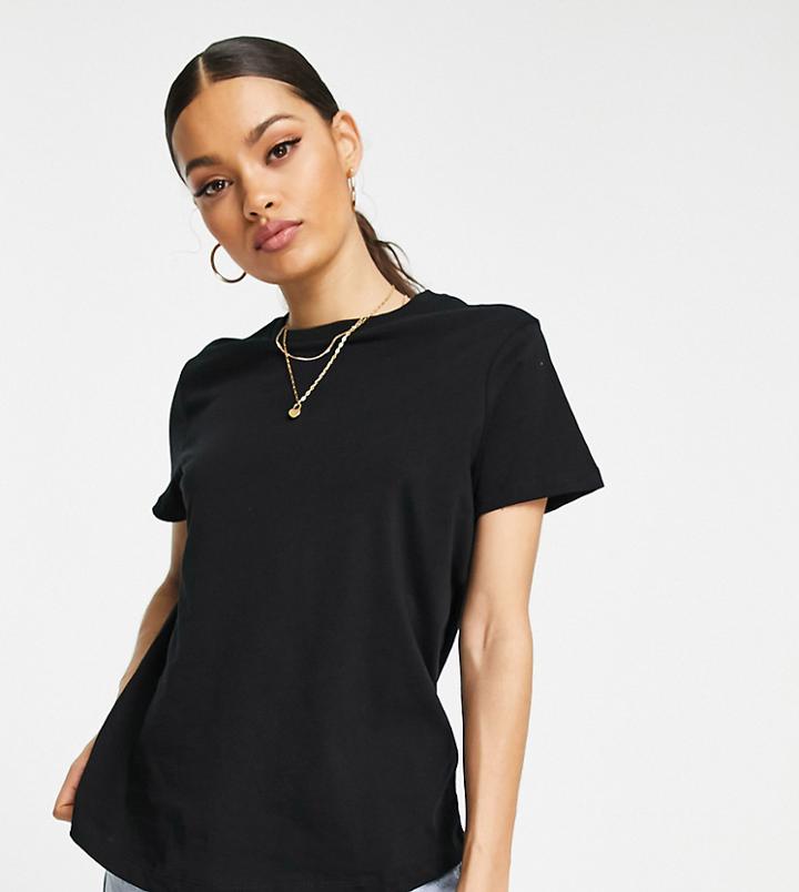 Asos Design Petite Ultimate Cotton T-shirt With Crew Neck In Black - Black