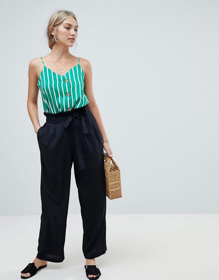 Vero Moda Waist Tie Wide Leg Pants-black