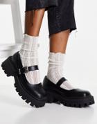 Asos Design Muffin Chunky Mary Jane Flat Shoes In Black